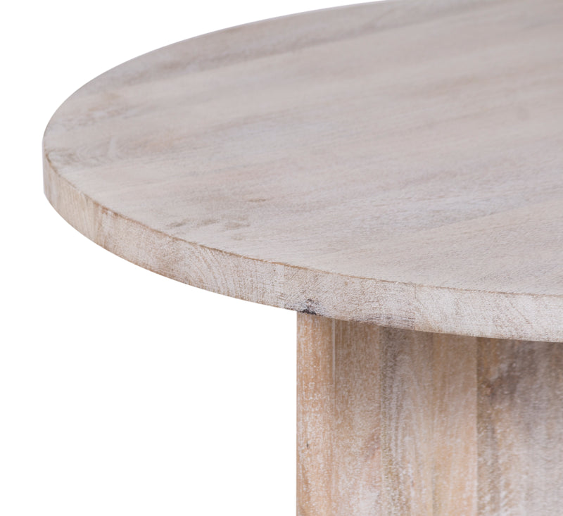 The Fox & Roe Cayman Round Coffee Table in Sandblasted Limewash Finish