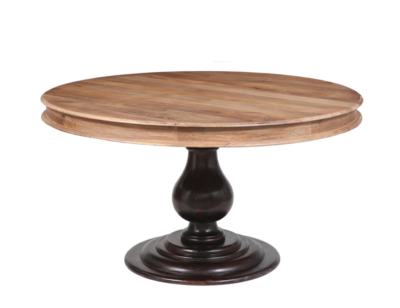 The Fox & Roe Vintage Foyer Dining Table 60" with Dark Walnut Base and Washed Walnut Top