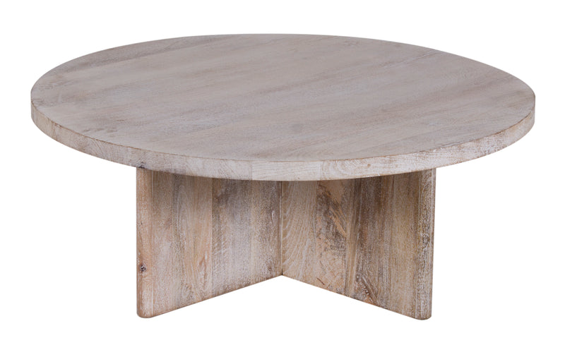 The Fox & Roe Cayman Round Coffee Table in Sandblasted Limewash Finish