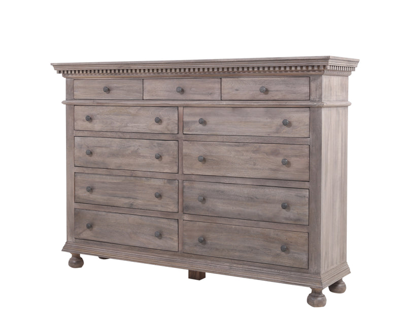 The Fox & Roe St. James Bedroom Collection 11-Drawer Dresser in Antiqued Grey Finish