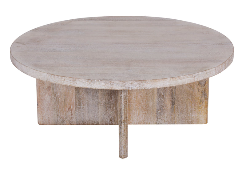 The Fox & Roe Cayman Round Coffee Table in Sandblasted Limewash Finish