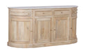 The Fox & Roe Kensington Curved Buffet in Mango with Natural Oak Veneer and White Marble Top