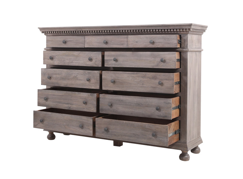 The Fox & Roe St. James Bedroom Collection 11-Drawer Dresser in Antiqued Grey Finish