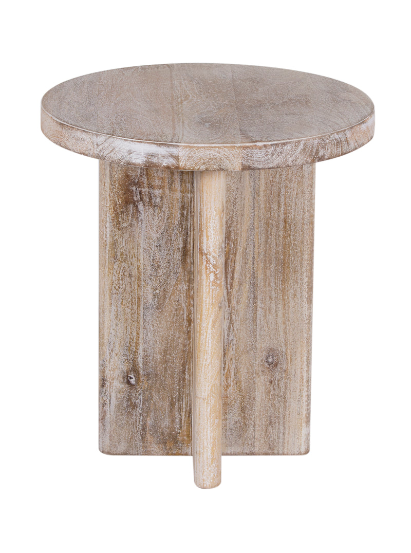 The Fox & Roe Cayman Round Side Table in Limewash Finish