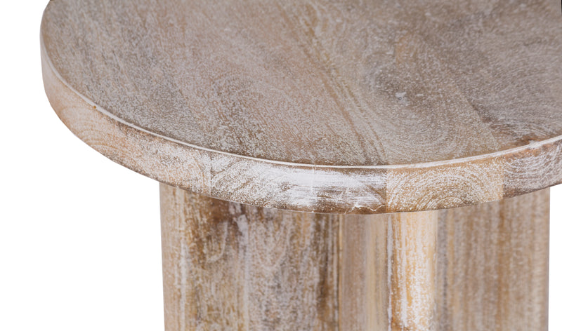 The Fox & Roe Cayman Round Side Table in Sandblasted Limewash Finish