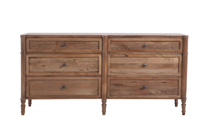 The Fox & Roe Hugo Bedroom Collection 6-Drawer Dresser in Washed Walnut Finish